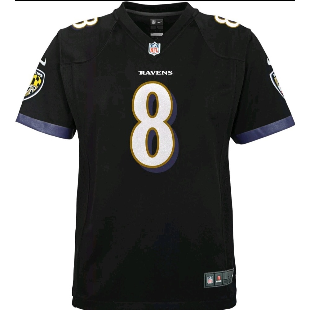 NEW Nike Baltimore Ravens Lamar Jackson #8 Youth Jersey Black L 14-16